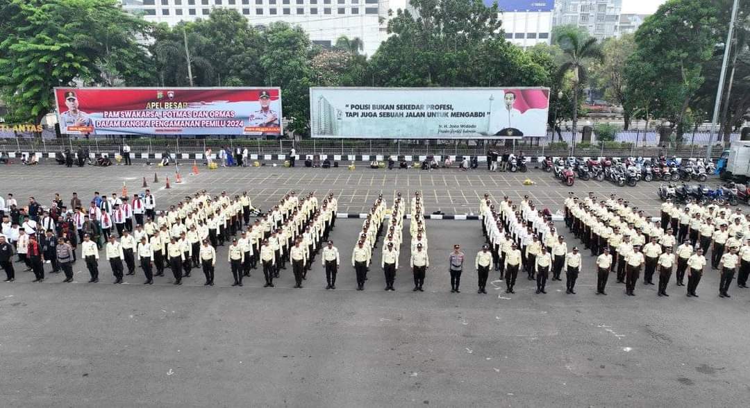 APEL BESAR PAM SWAKARSA, POTMAS, DAN ORMAS DALAM RANGKA PENGAMANAN PEMILU 2024
